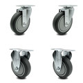 Service Caster 5 Inch Thermoplastic Rubber Wheel Swivel Top Plate Caster Set with 2 Rigid SCC SCC-20S514-TPRB-2-R-2